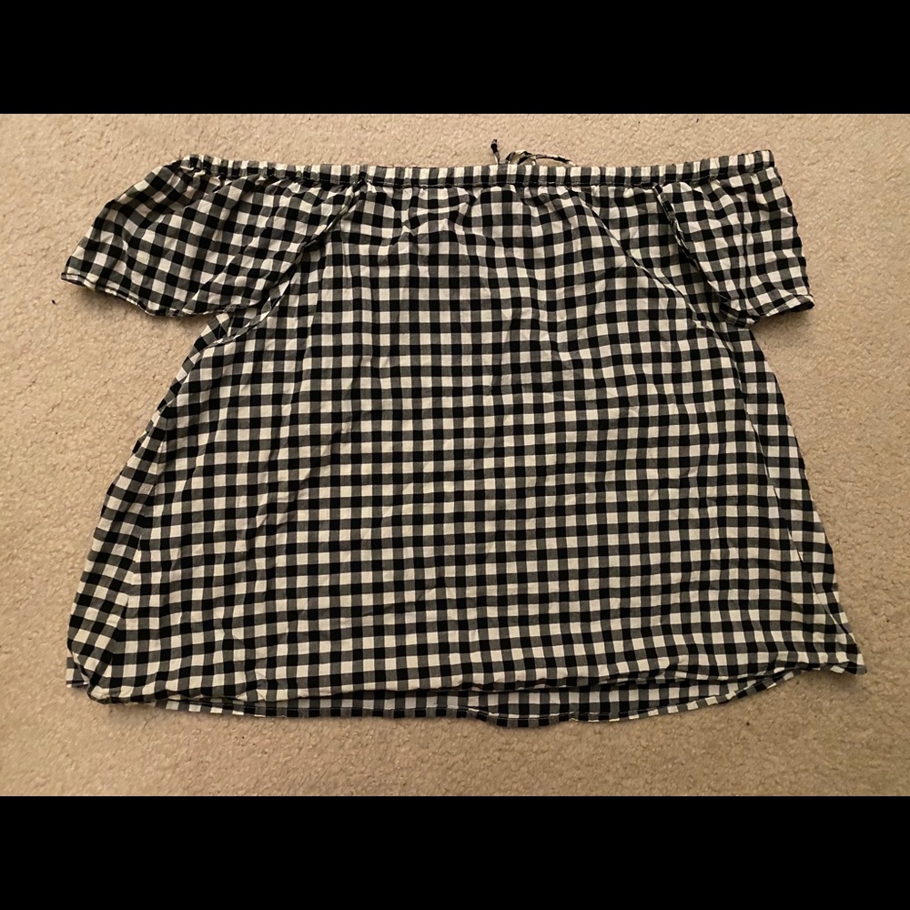 J. Crew Gingham Off the Shoulder Top